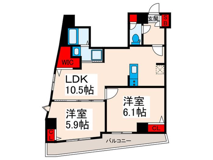 ルミナス西日暮里(2LDK/10階)の間取り写真