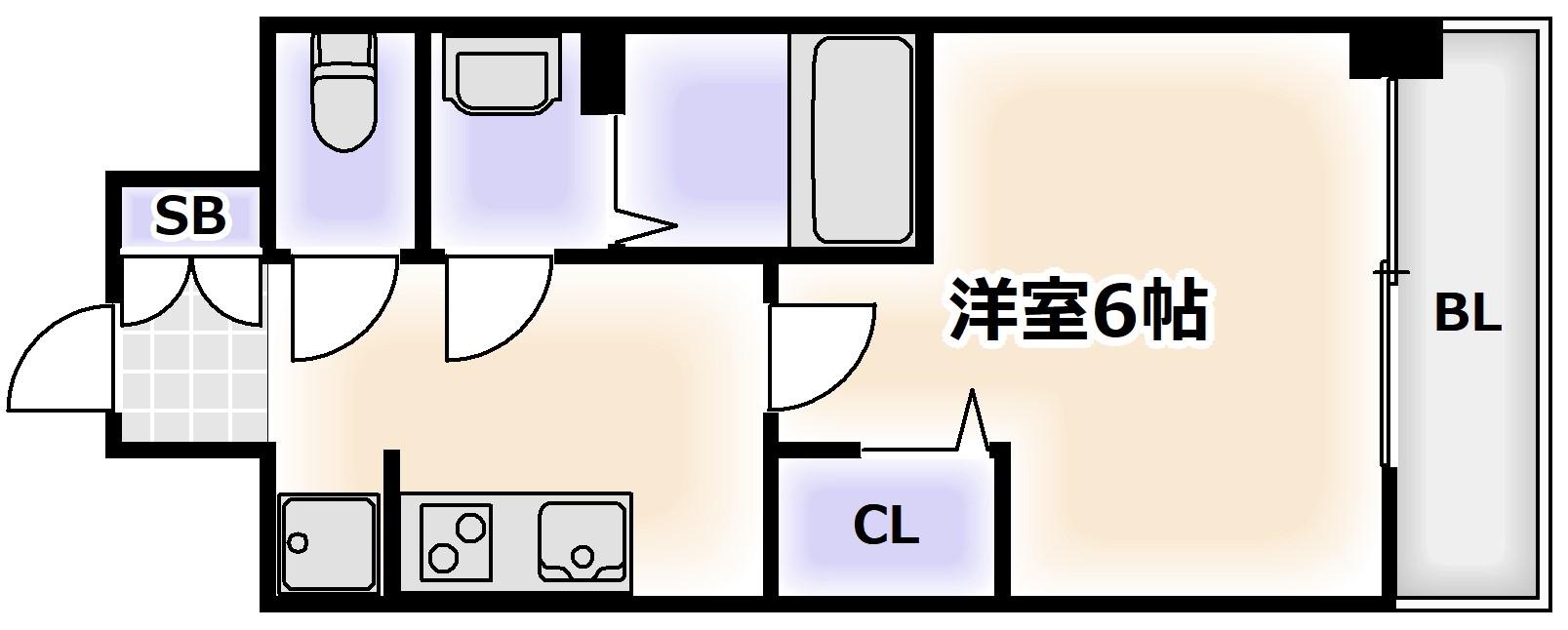 ファステート難波ヴィラント(1K/7階)の間取り写真