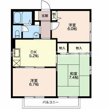 ウインドワートイースト(3DK/2階)の間取り写真