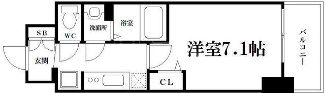 プレサンスOSAKADOMECITYクロスティ(1K/9階)の間取り写真