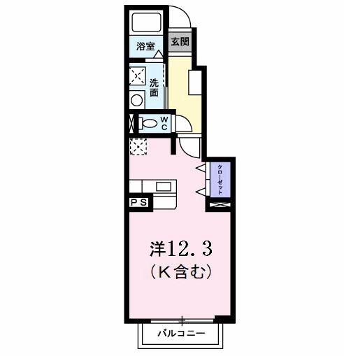 サンリットパレスA(ワンルーム/1階)の間取り写真