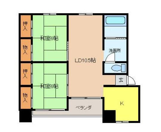 SDマンション(2LDK/2階)の間取り写真