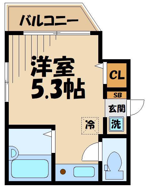 登戸アパートメント1号棟(ワンルーム/1階)の間取り写真
