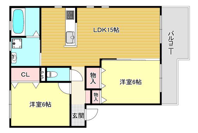 エトワール(2LDK/1階)の間取り写真