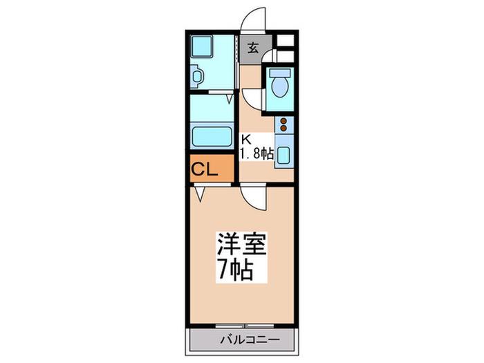 VIALE美しが丘(1K/2階)の間取り写真