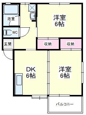 サンハイツ1(2DK/1階)の間取り写真