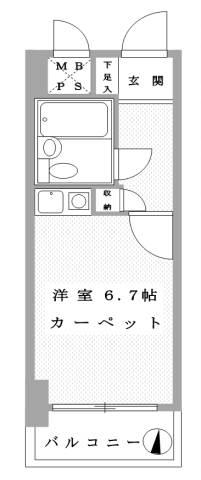 ライオンズマンション海老名(ワンルーム/3階)の間取り写真
