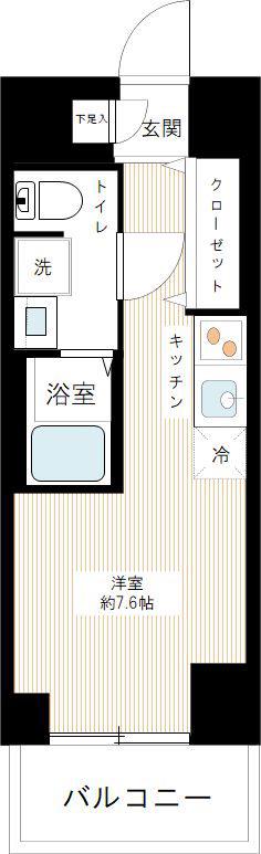 クラリッサ横浜阪東橋(ワンルーム/7階)の間取り写真