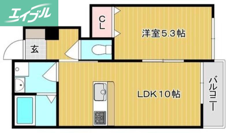 COCORU東畦 B棟(1LDK/1階)の間取り写真