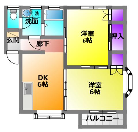 グラン清涼殿(2DK/2階)の間取り写真