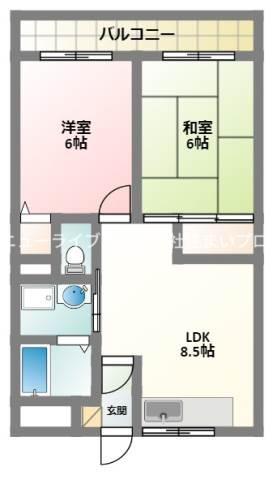 コンフォートセキ(2LDK/4階)の間取り写真