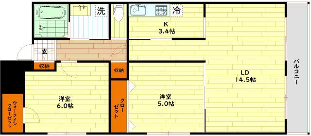 フランカー桜ノ宮SIX(2LDK/8階)の間取り写真