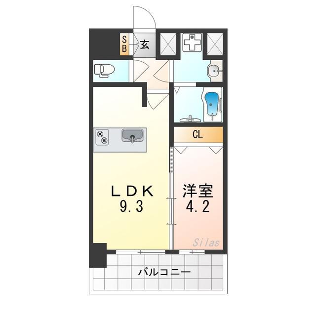 アドバンス大阪ベクエム(1LDK/11階)の間取り写真