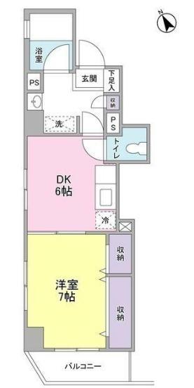 那須ハイライズ(1DK/2階)の間取り写真