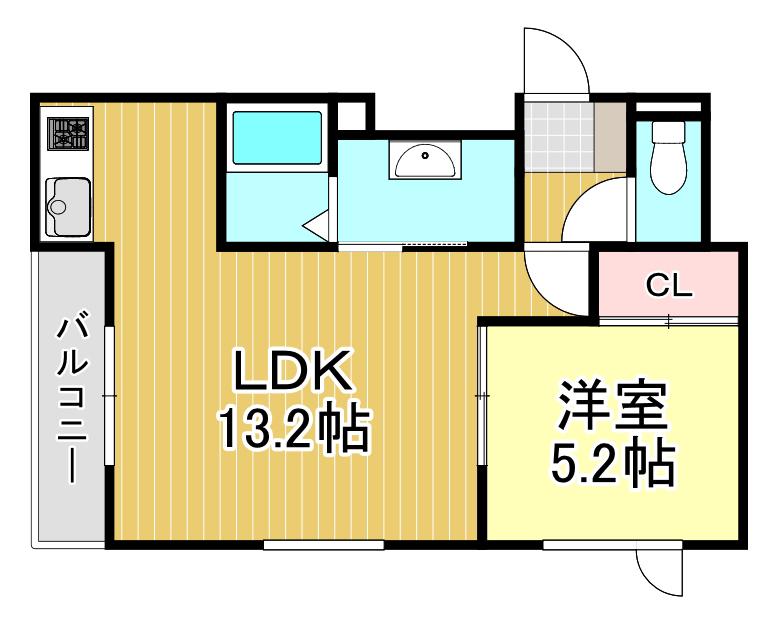 CREA MAISON緑町(1LDK/3階)の間取り写真