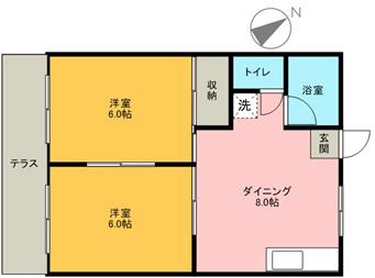 メゾンホワイト(2DK/2階)の間取り写真