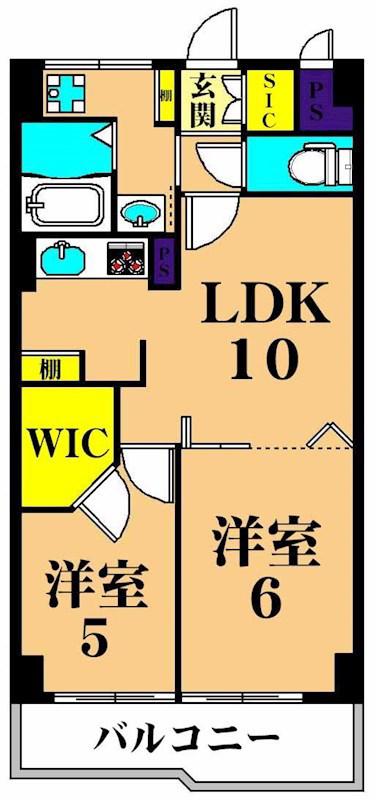 第一新世界ビル(2LDK/3階)の間取り写真