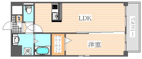 テイルガーデン博多(1LDK/4階)の間取り写真