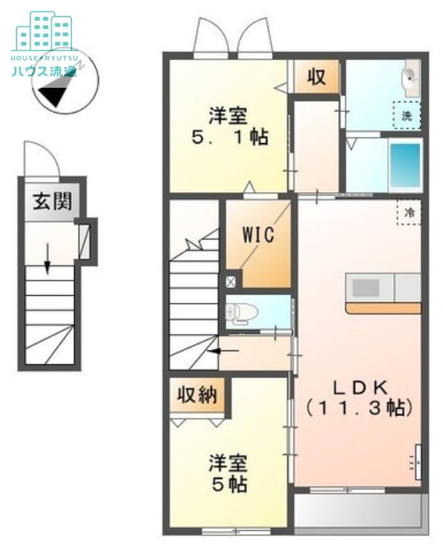 LUMIUS 中里(2LDK/2階)の間取り写真