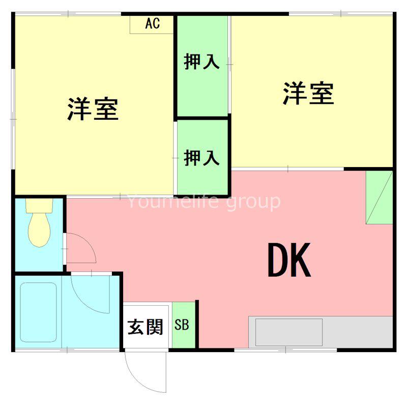 港南台ハウス(2DK/2階)の間取り写真
