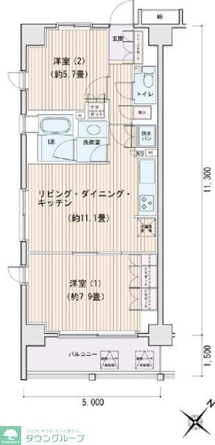 エスティメゾン豊洲レジデンス E棟(2LDK/8階)の間取り写真