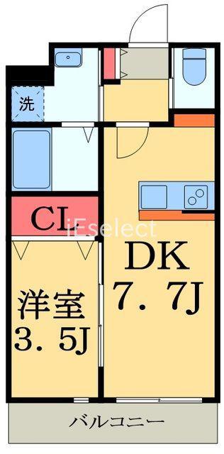 AQUE19(1DK/2階)の間取り写真