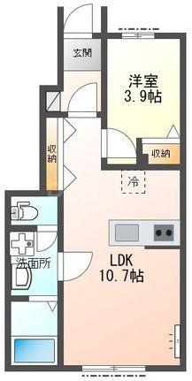 ミキ宮原(1LDK/1階)の間取り写真