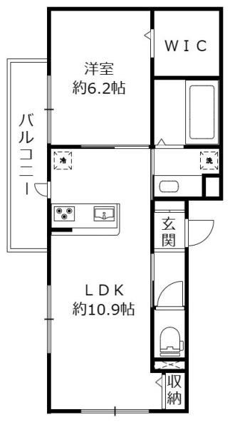 FREUDE フロイデ(1LDK/1階)の間取り写真
