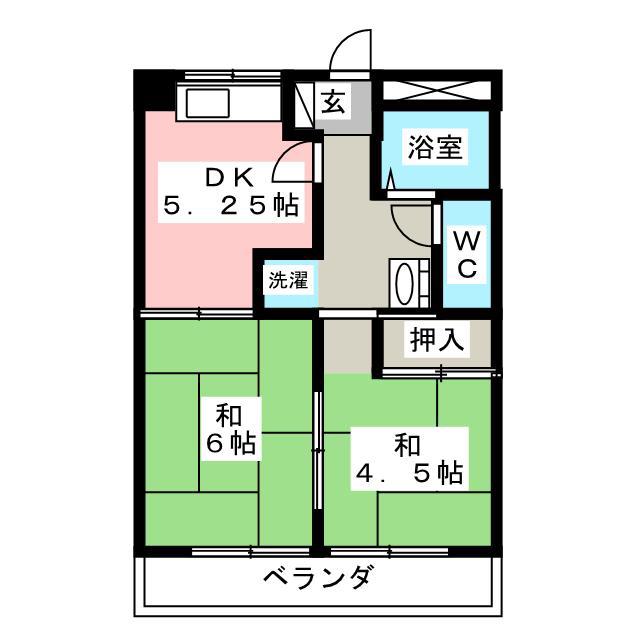 コーポ子野川(2DK/2階)の間取り写真