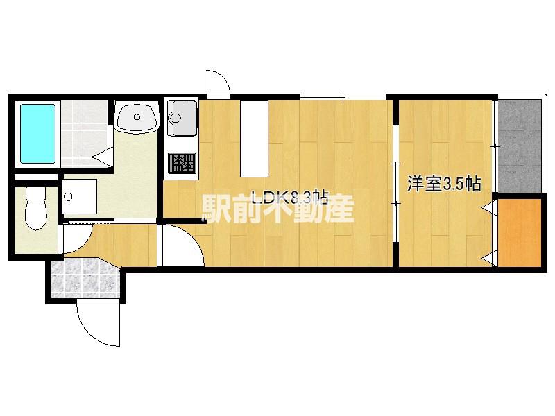 FIKA朝倉街道(1LDK/1階)の間取り写真