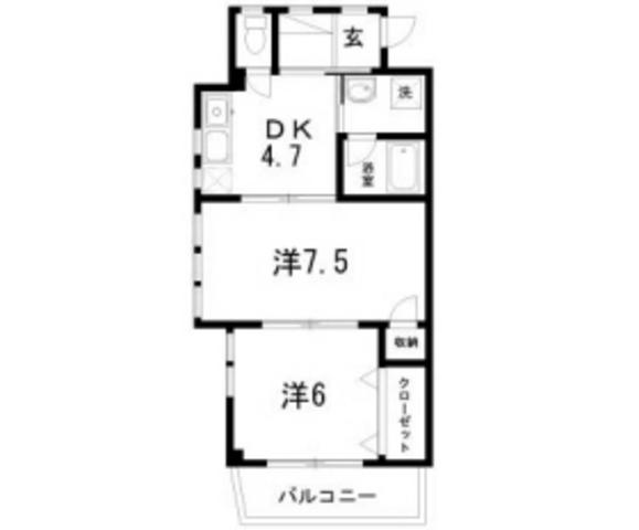 マンションつくし野(2K/2階)の間取り写真
