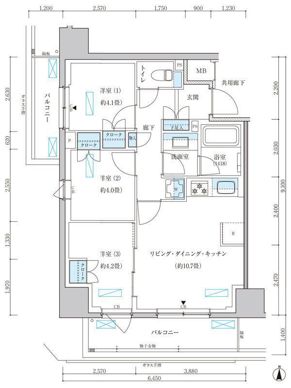 パークアクシス池袋イースト(3LDK/3階)の間取り写真
