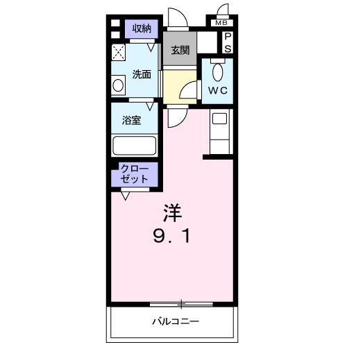 サンセール(ワンルーム/1階)の間取り写真