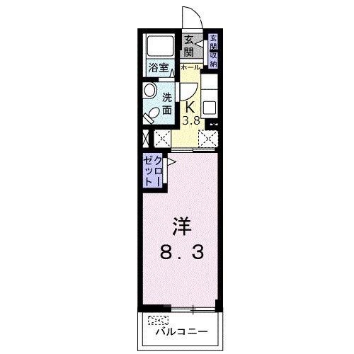 シャルモントゥII(1K/3階)の間取り写真