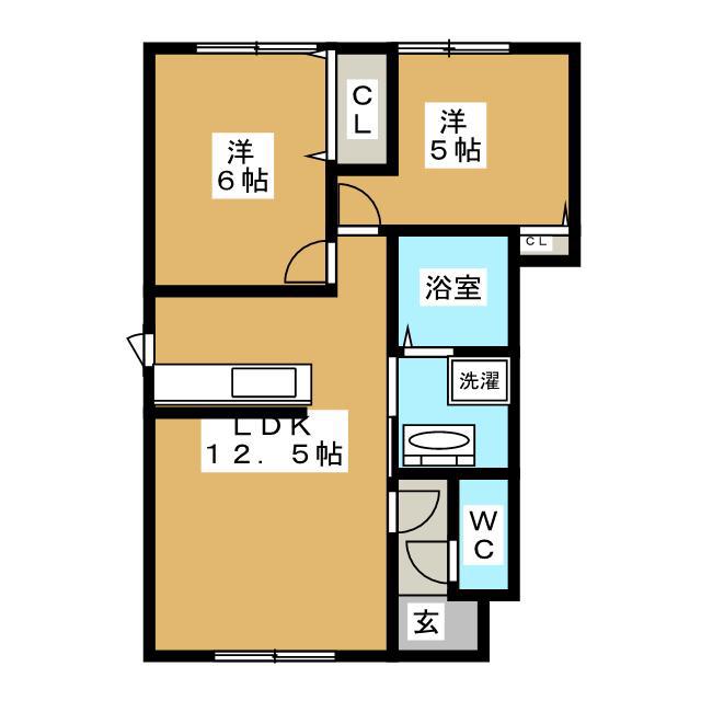 セジュールWIT OKI(2LDK/1階)の間取り写真