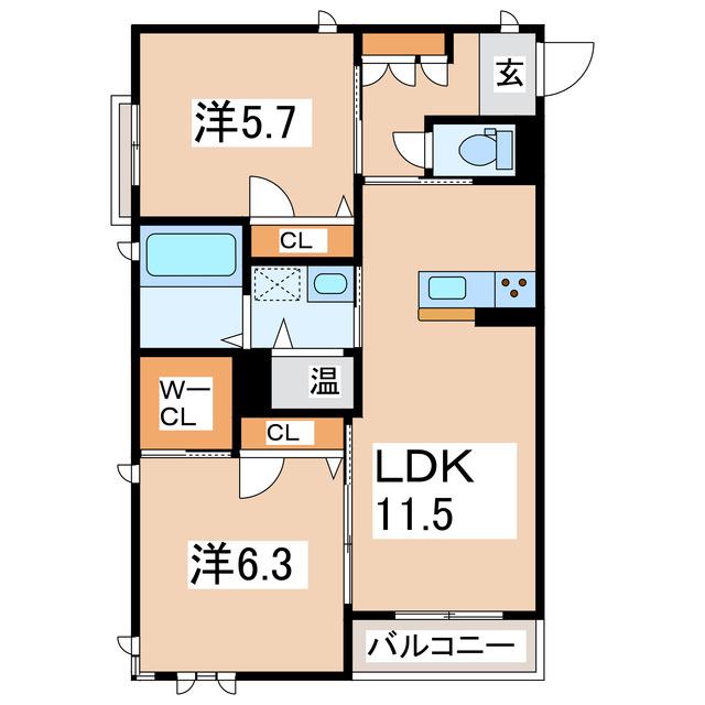 ベレオSN(2LDK/3階)の間取り写真