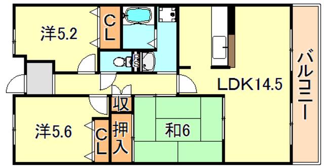 アメニティコート西明石 2号棟(3LDK/7階)の間取り写真