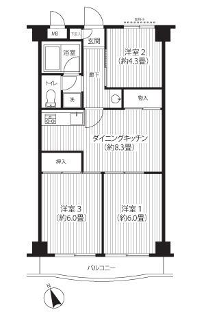 グレイス平成(3DK/1階)の間取り写真