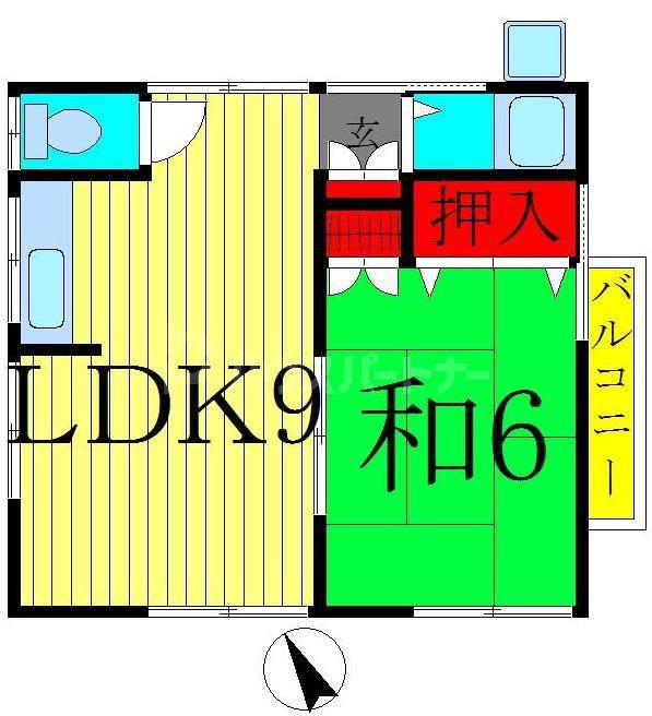 さとみハイツ(1LDK/2階)の間取り写真
