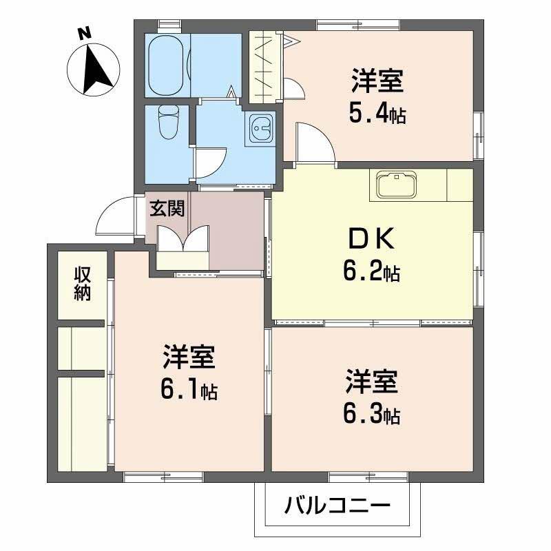 シャーメゾン昴 C棟(3DK/2階)の間取り写真