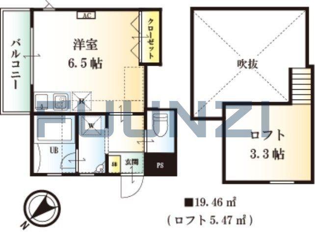 CLAIR(ワンルーム/2階)の間取り写真