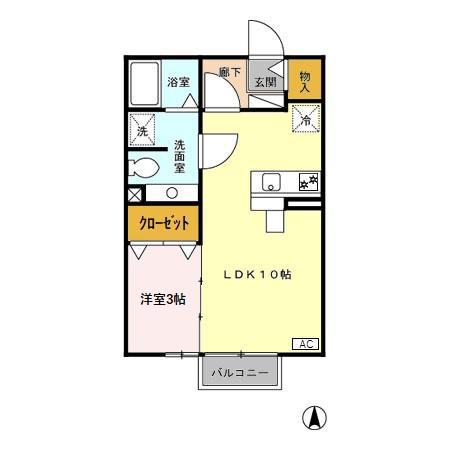 レゾン御園(1LDK/2階)の間取り写真