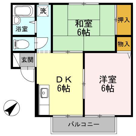フジハイツ(2DK/1階)の間取り写真