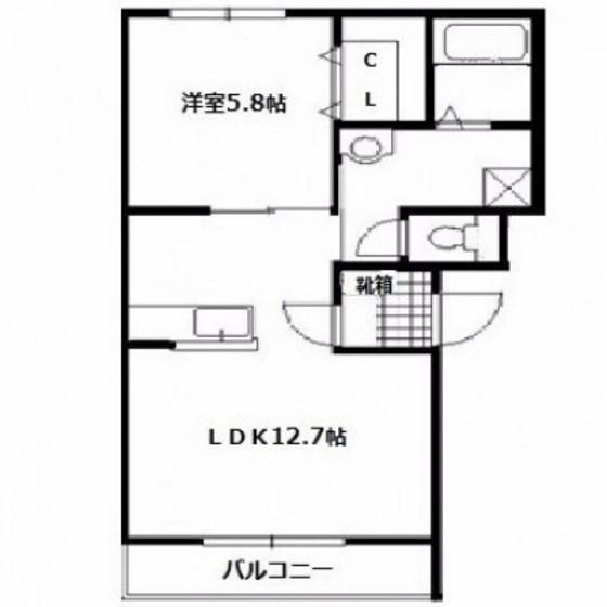 メープルコート美原(1LDK/3階)の間取り写真