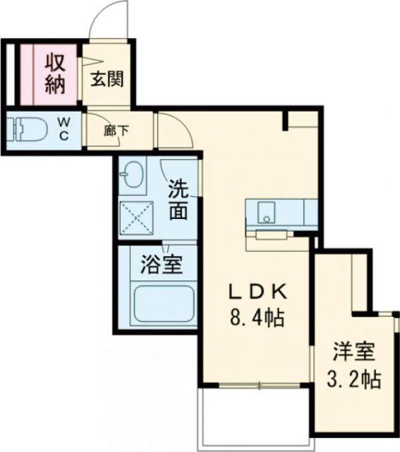 ヴァンヴェール可愛(1LDK/3階)の間取り写真