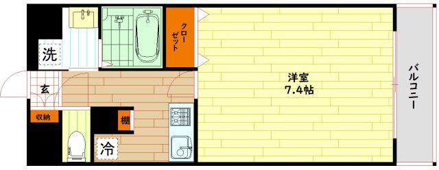 ベルエアー(1K/6階)の間取り写真