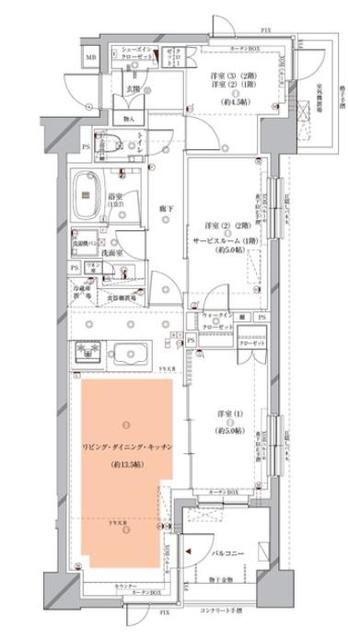 OPUS RESIDENCE MEGURO SENZOKU(2SLDK/1階)の間取り写真
