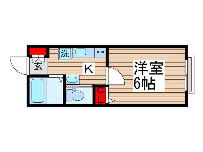 ホープアイランド(1K/2階)の間取り写真