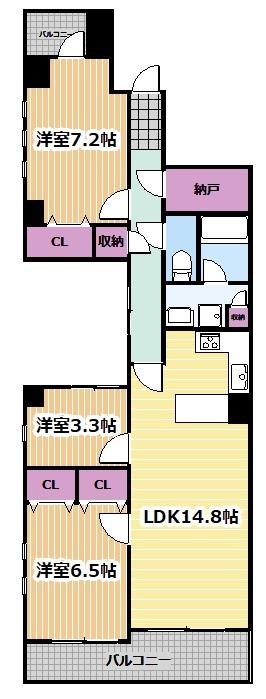 グレイスコート桜山(3SLDK/3階)の間取り写真