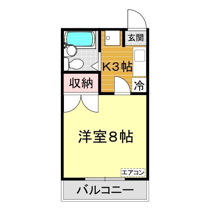 メゾンT2(1K/1階)の間取り写真